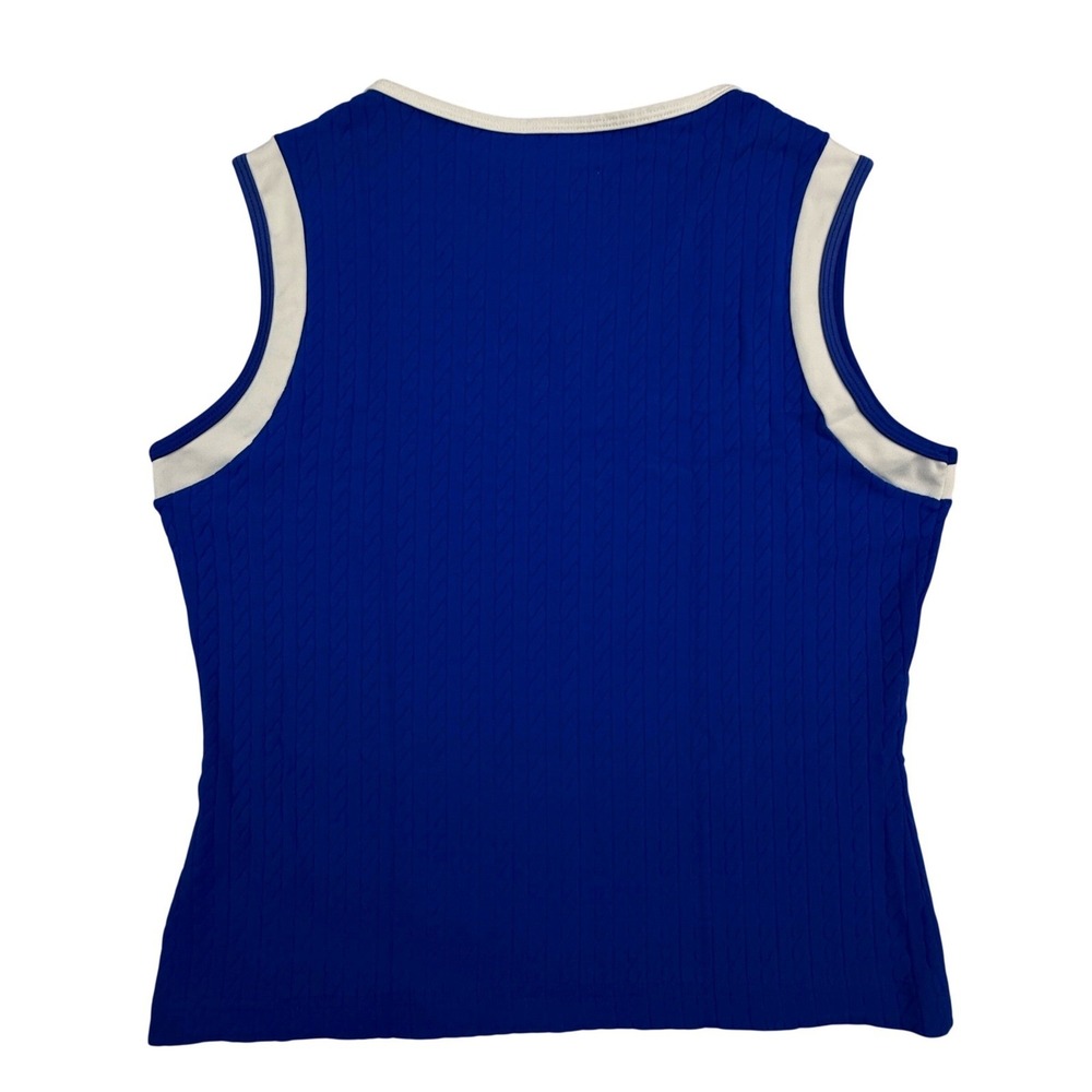 Wimbledon Top Women's Small Blue Cable Knit Vintage 90s Tennis Prep Country Club - Picture 2 of 13